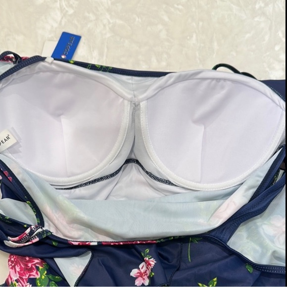 NWT COCOPEAR Women’s One Piece Flounce Swimsuit Off Shoulder Tummy cControl - Picture 12 of 16